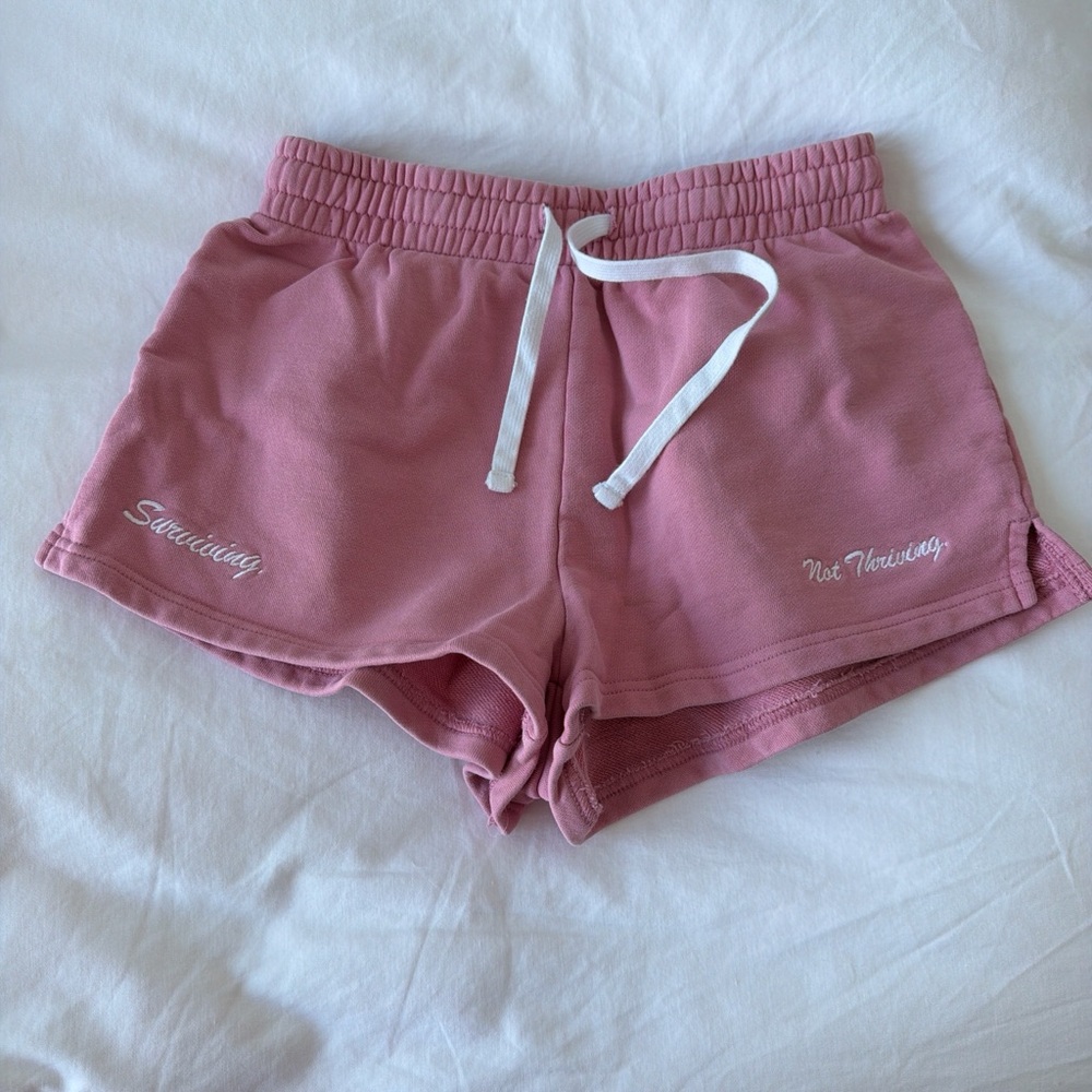Barstool Sport- Women’s Rose Pink Drawstring Jean-Style Shorts